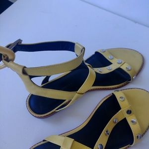 Rebecca Minkoff Studded Mini Gladiator Flat Sandals Pale Yellow Size 8.5M